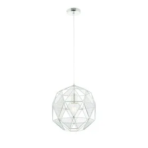 Lira - 240V Round Geometric Chrome Wire Pendant Light Fitting