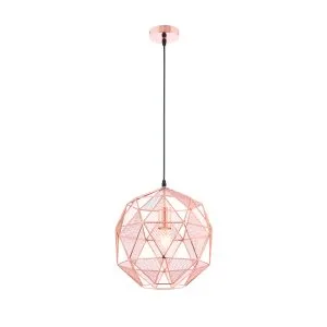 Lira - 240V Round Geometric Copper Wire Pendant Light Fitting