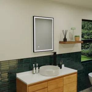 Corinth - 500x700mm Black Frame LED Illuminated Mirror with Touch control & Demister