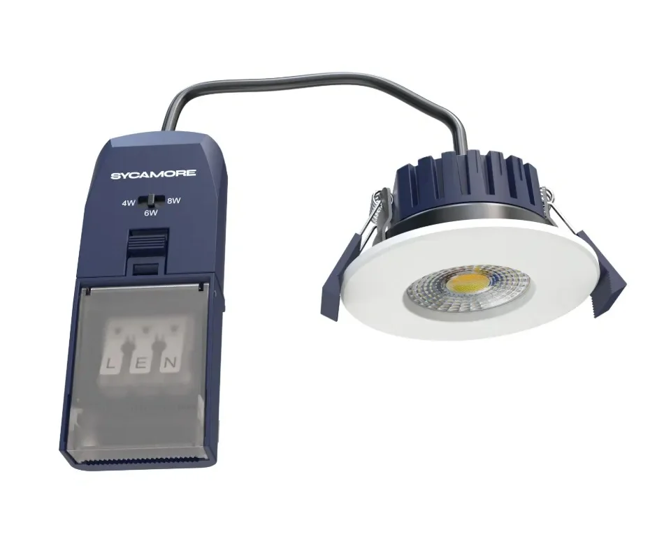 Intero - IP65 Fire Rated Trio-White Ceiling Light with White Bezel