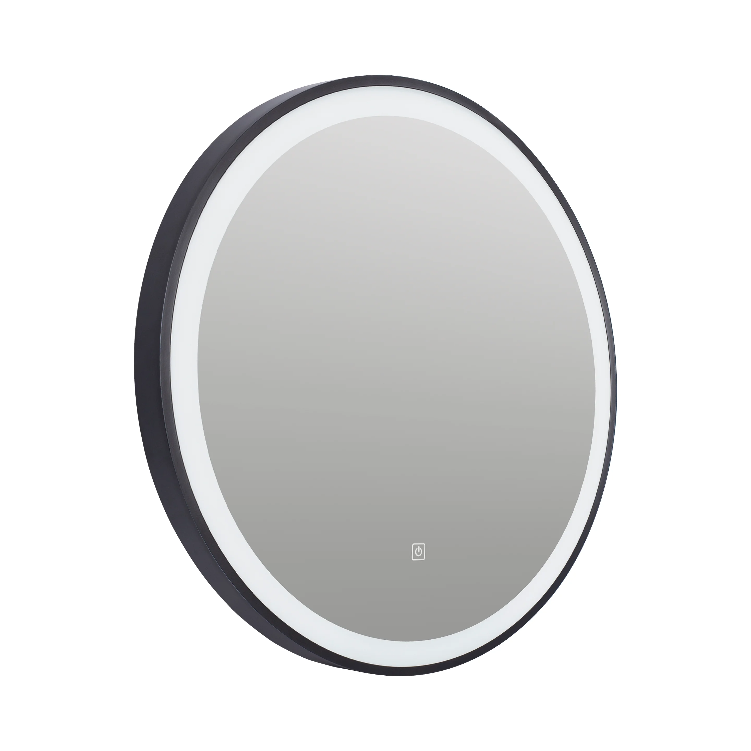Odesa - Round Black Frame LED Illuminated 600mm Mirror with Touch Control & Demister - Image 3
