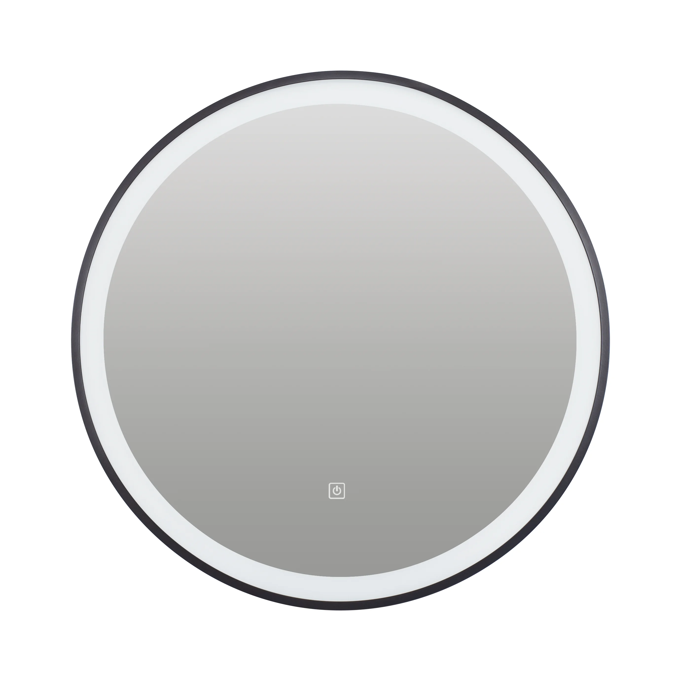 Odesa - Round Black Frame LED Illuminated 600mm Mirror with Touch Control & Demister - Image 2