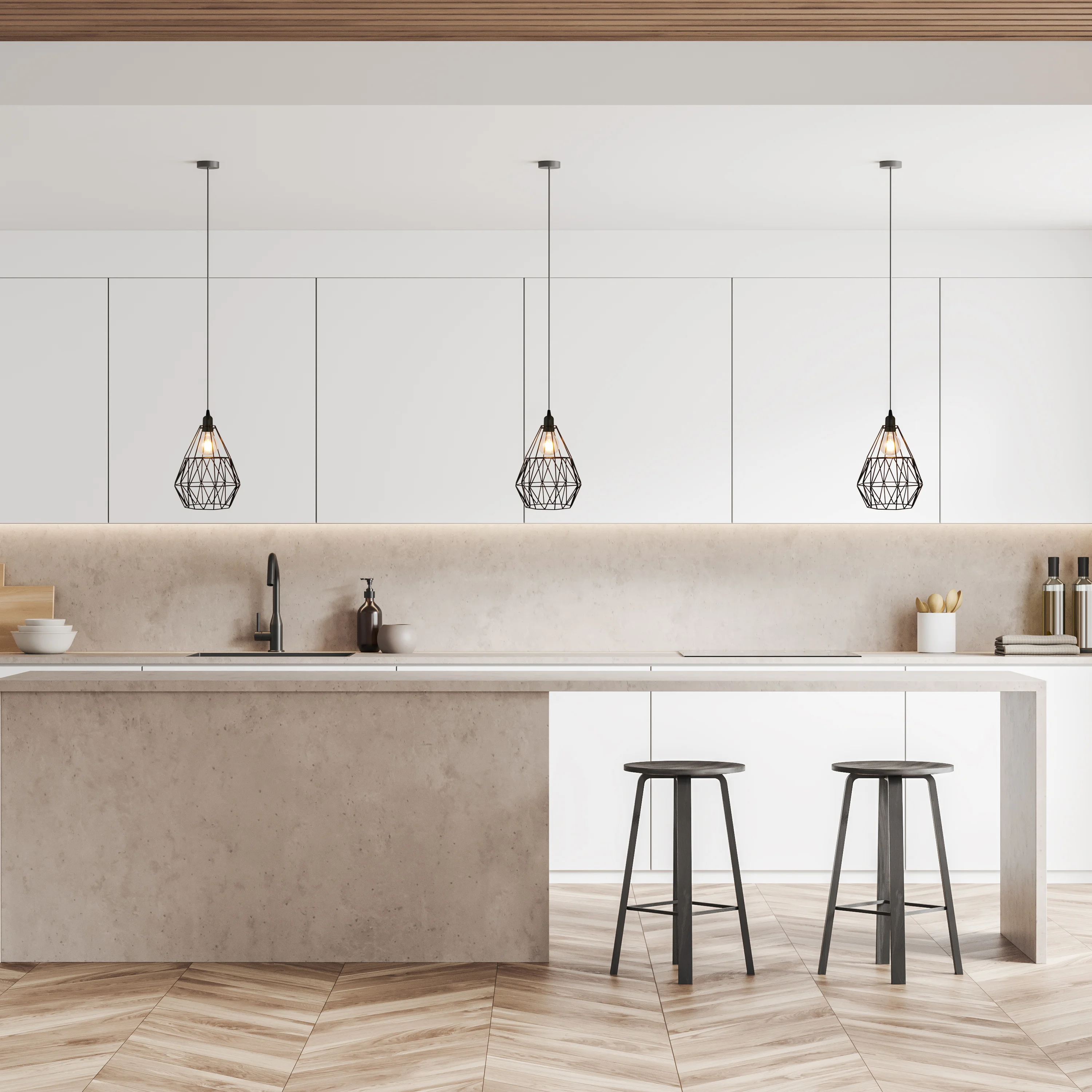Madrid - 240V Black Wire Shade IP44 Pendant Light Fitting - Image 2