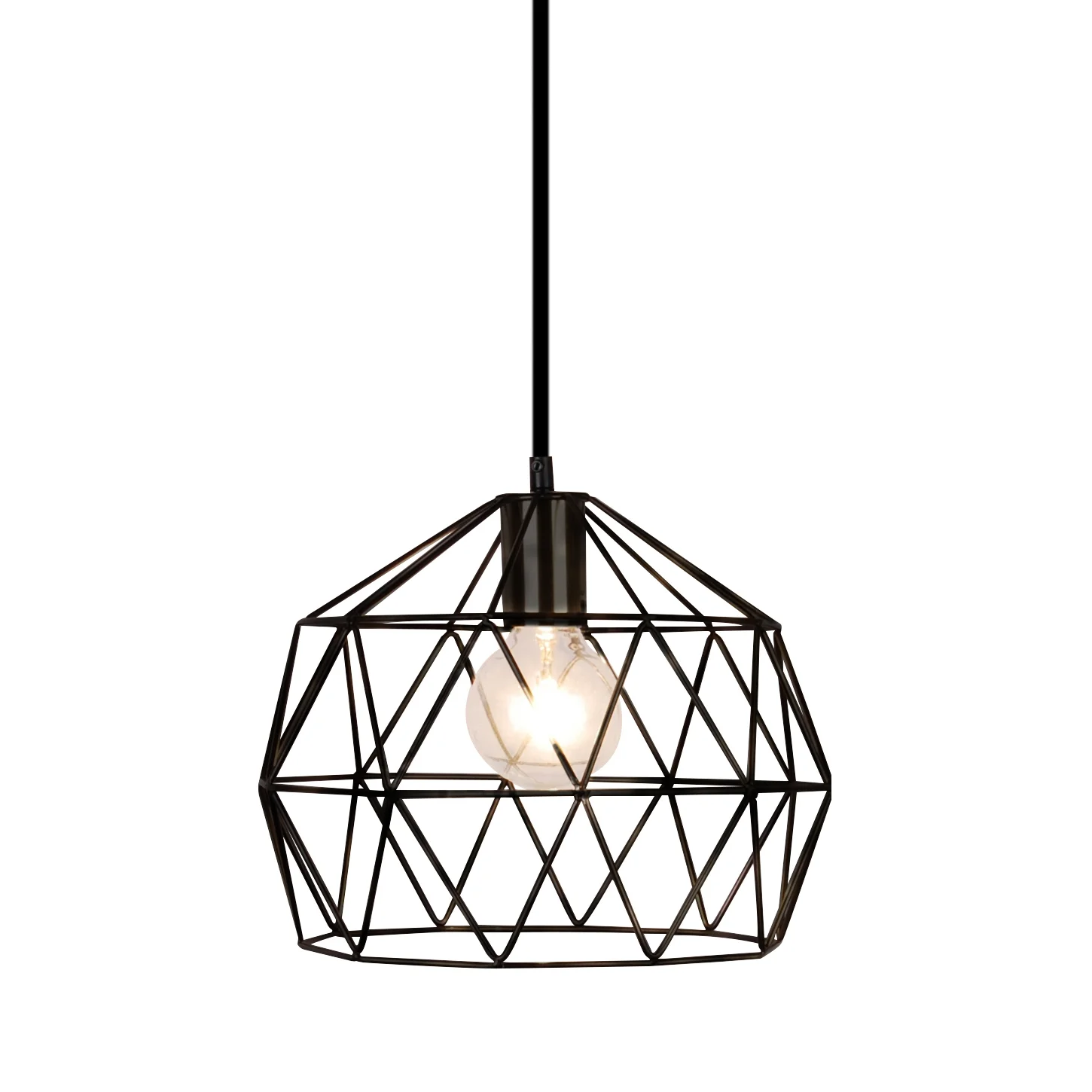 Terni - 240V Round Black Wire Shade IP44 Pendant Light Fitting