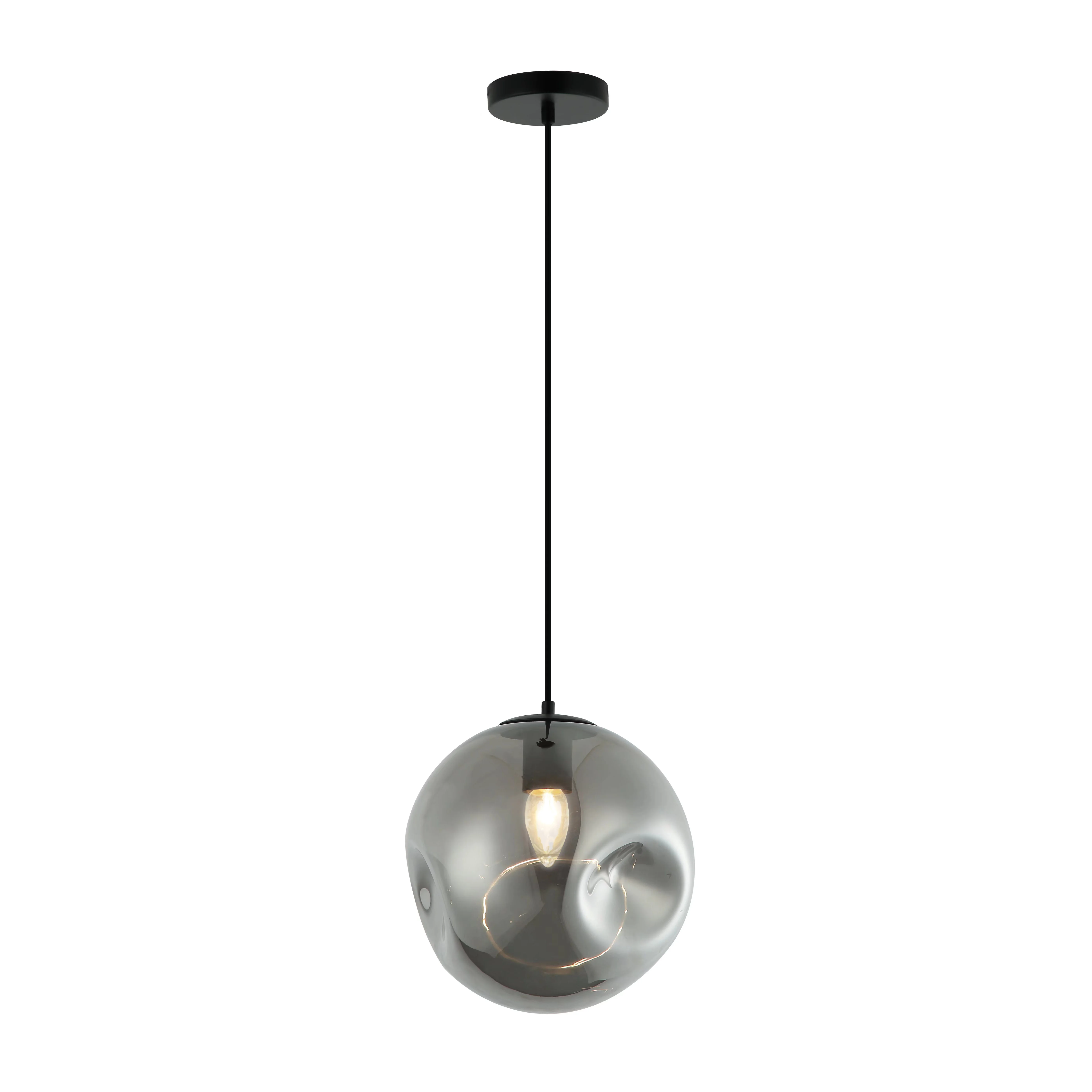 Pescara - 240V Dimpled Smoky Glass Shade IP44 Pendant Light Fitting
