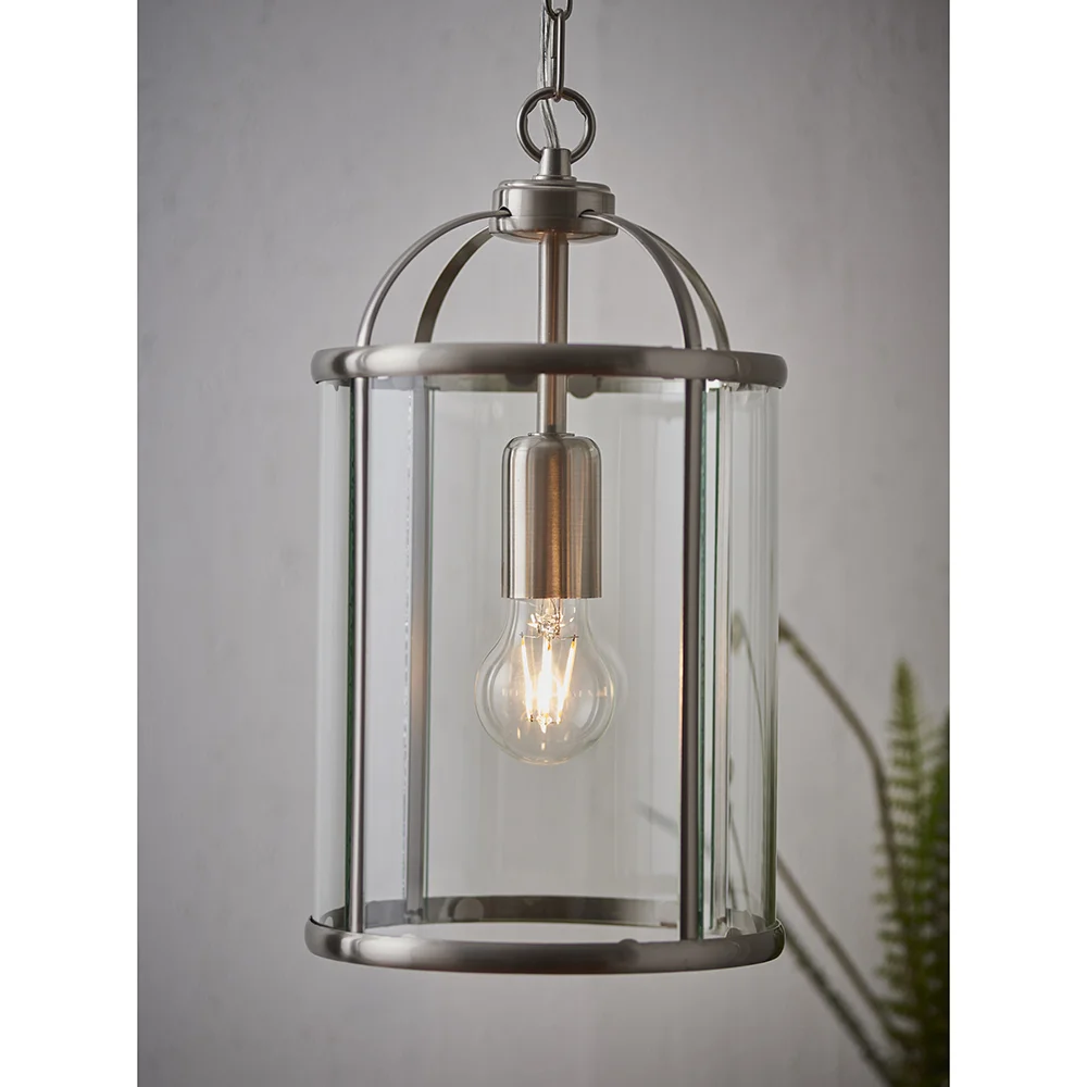 Exquira - 240V Saturn Nickel Lantern Pendant Light Fitting with Metal Chain - Image 2