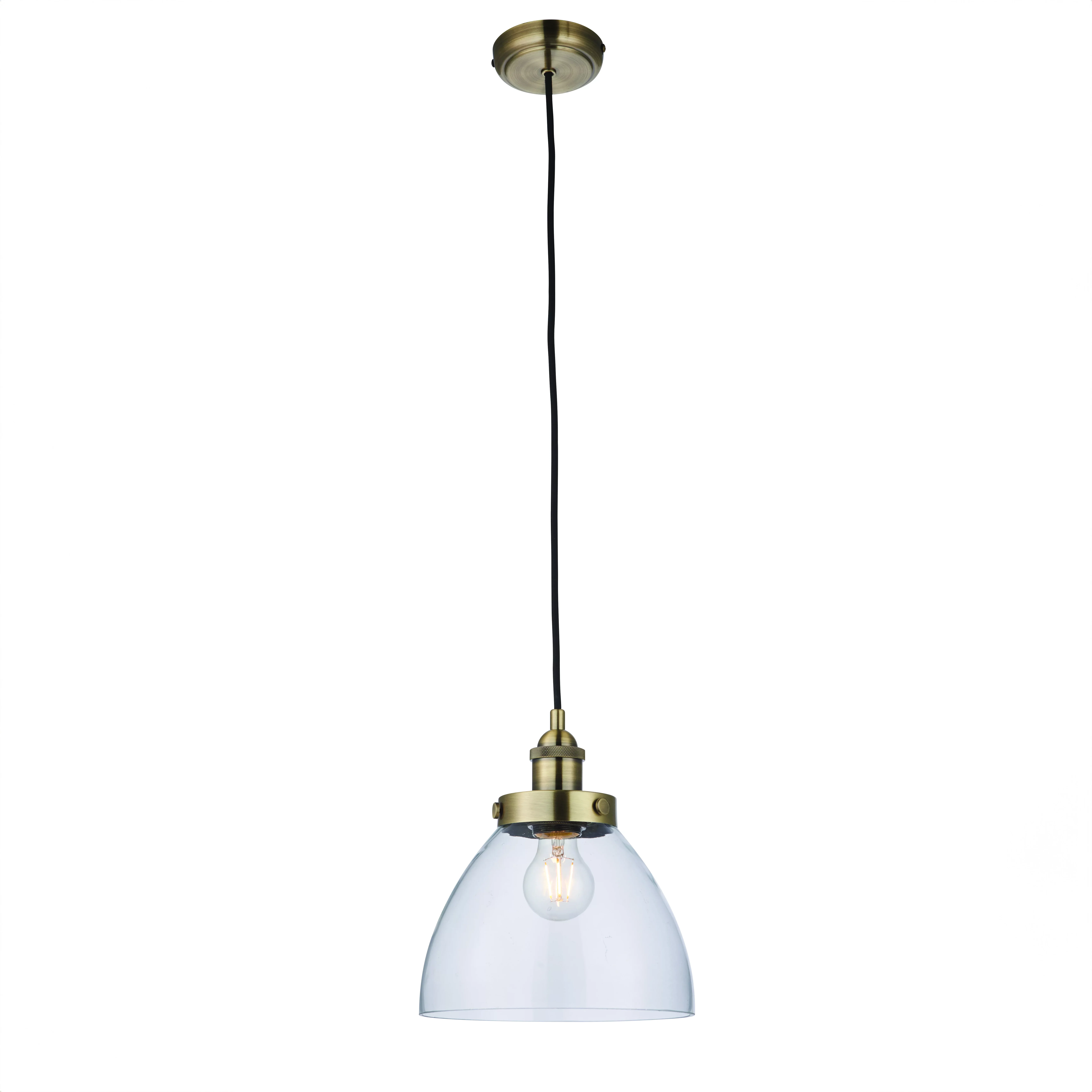 Lustra - 240V Domed Antique Brass Pendant Light Fitting