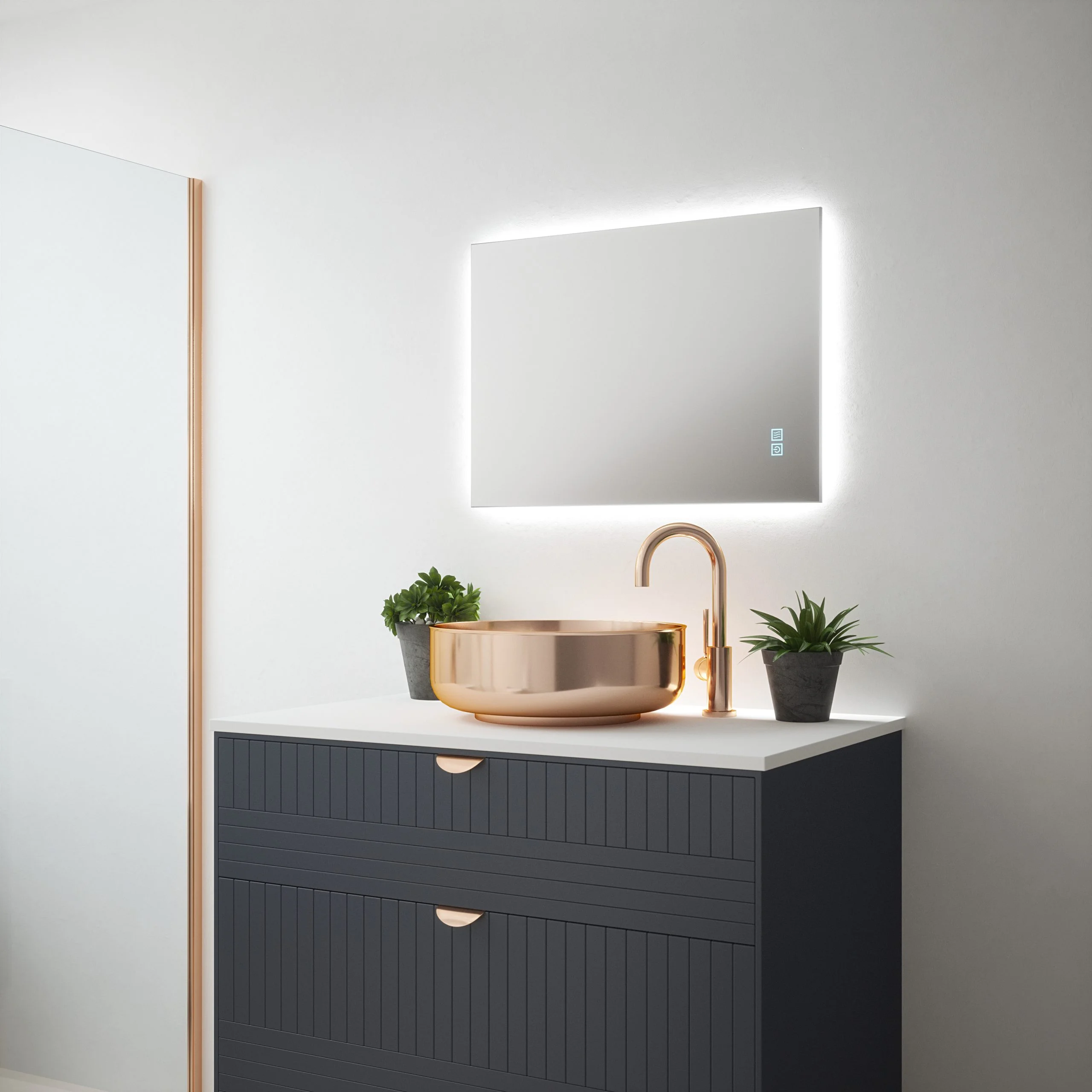 Elara - 500x700mm Tunable 3CCT LED Back Lit Mirror with Touch control & Demister - Image 2