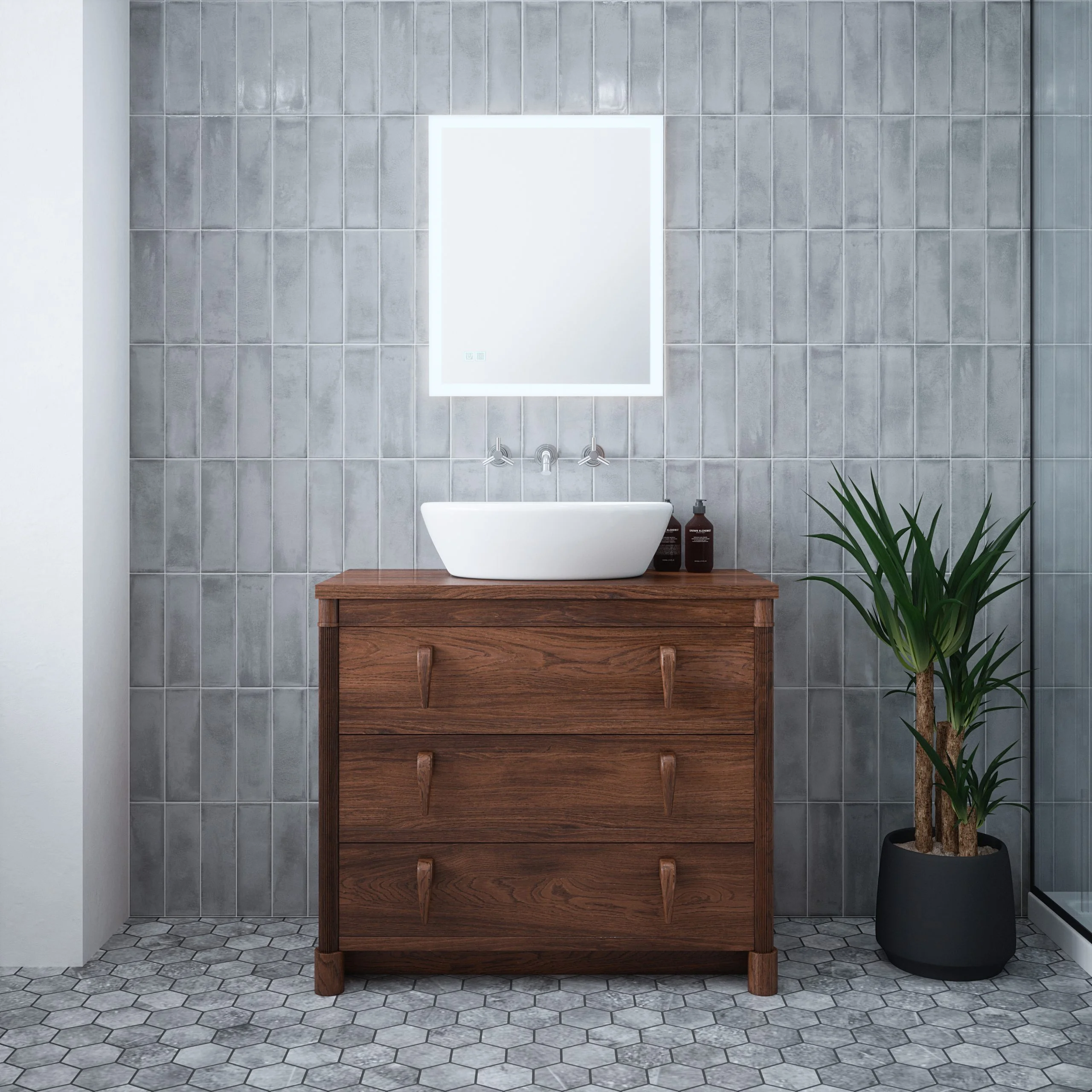 Orion 1 - 500x600mm Tunable 3CCT Illuminated Border LED Mirror with Touch control & Demister - Image 3