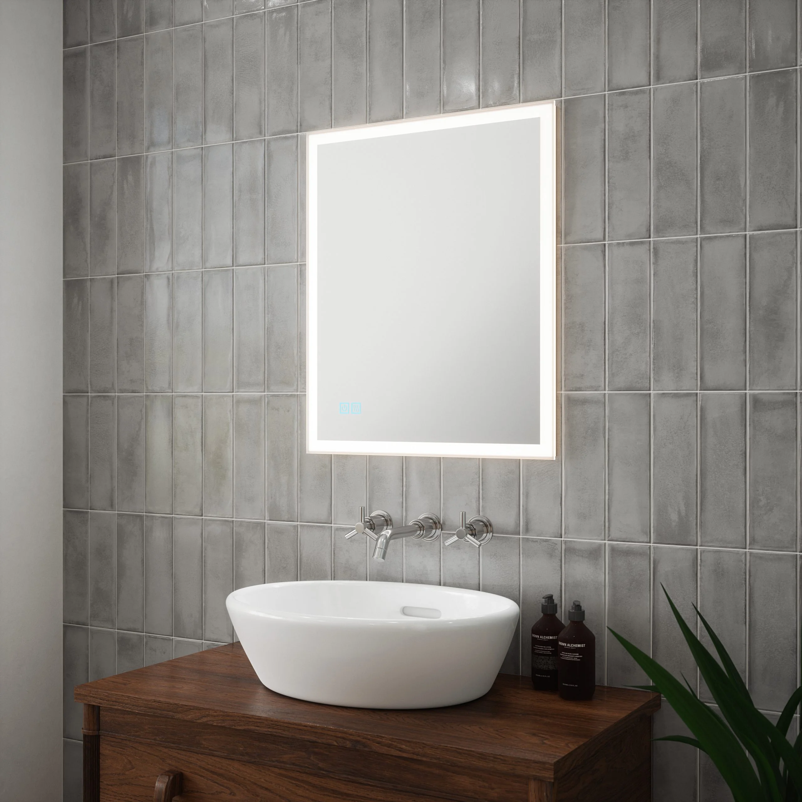 Orion 1 - 500x600mm Tunable 3CCT Illuminated Border LED Mirror with Touch control & Demister - Image 2