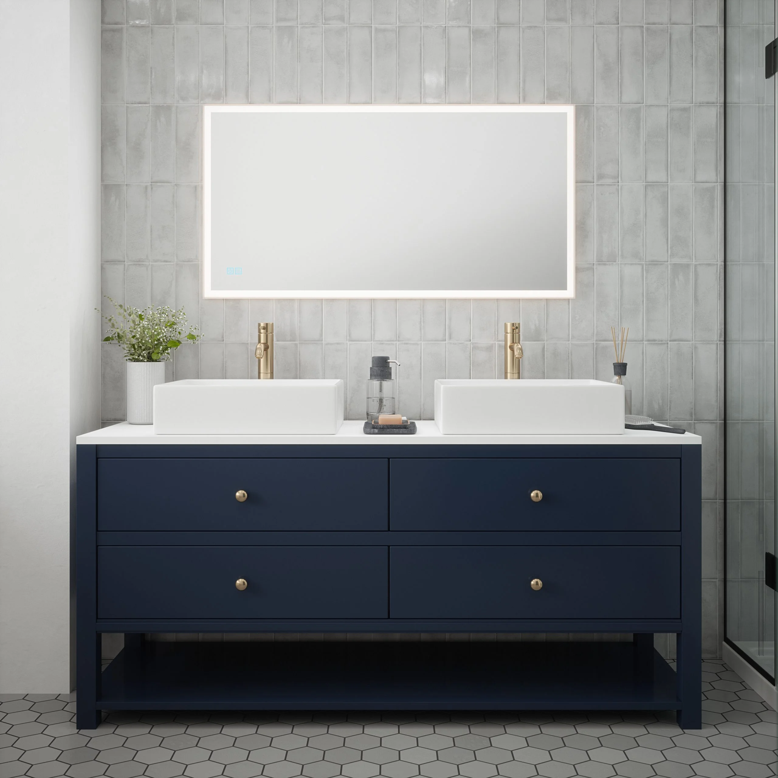 Orion 3 - 600x1150mm Tunable 3CCT Illuminated Border LED Mirror with Touch control & Demister