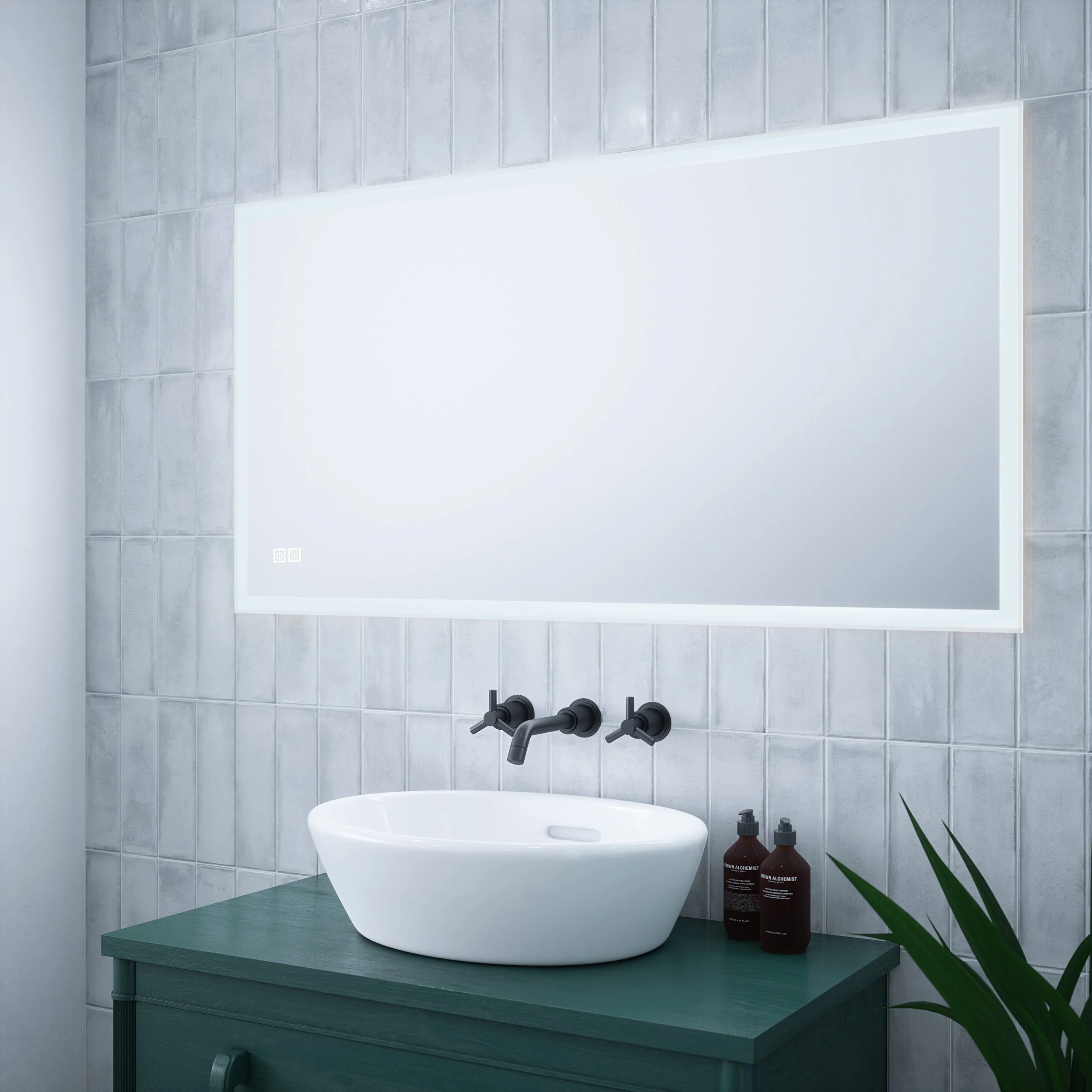 Orion 3 - 600x1150mm Tunable 3CCT Illuminated Border LED Mirror with Touch control & Demister - Image 2