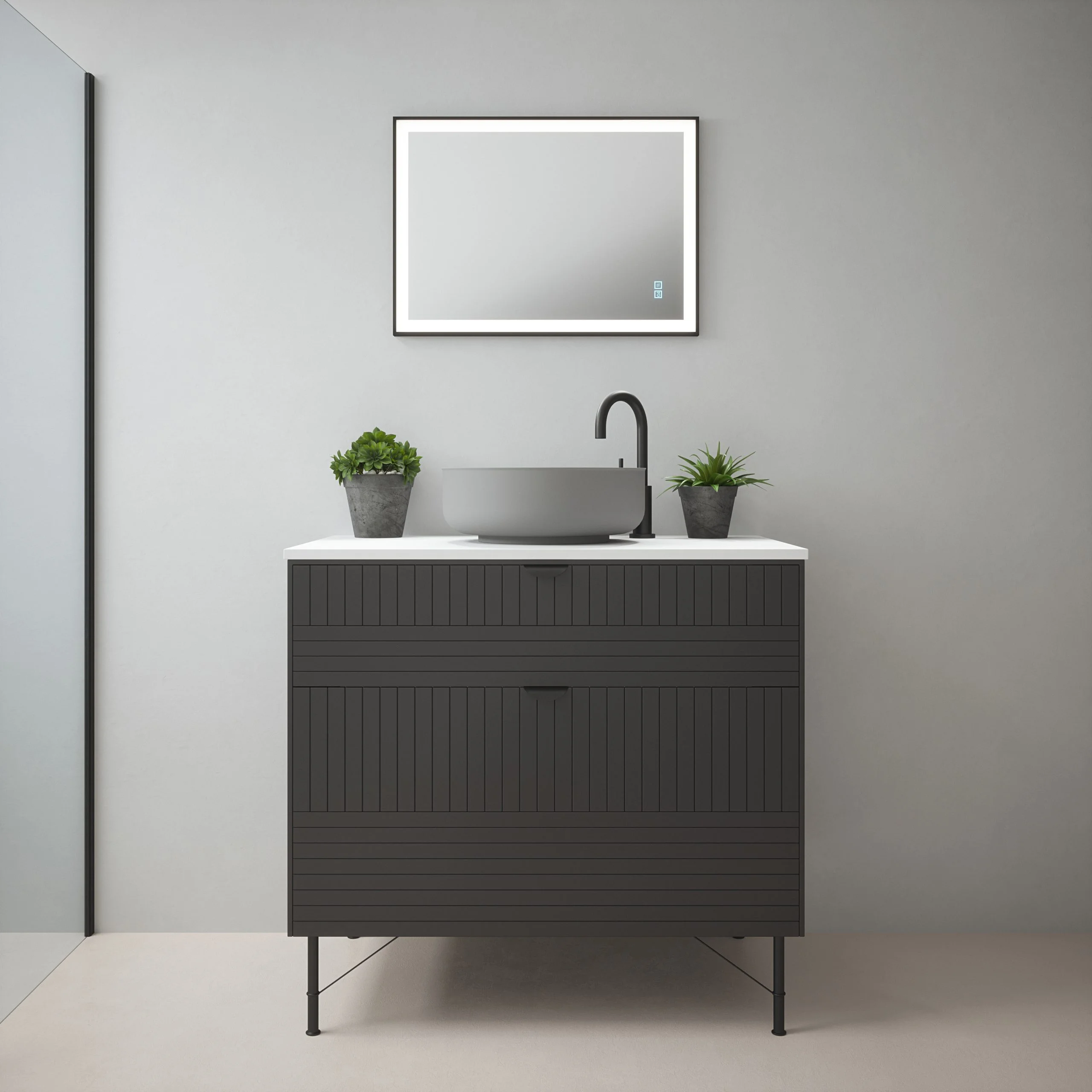 Lyra - 500x700mm Tunable 3CCT Illuminated LED Black Frame Mirror with Touch control & Demister - Image 4