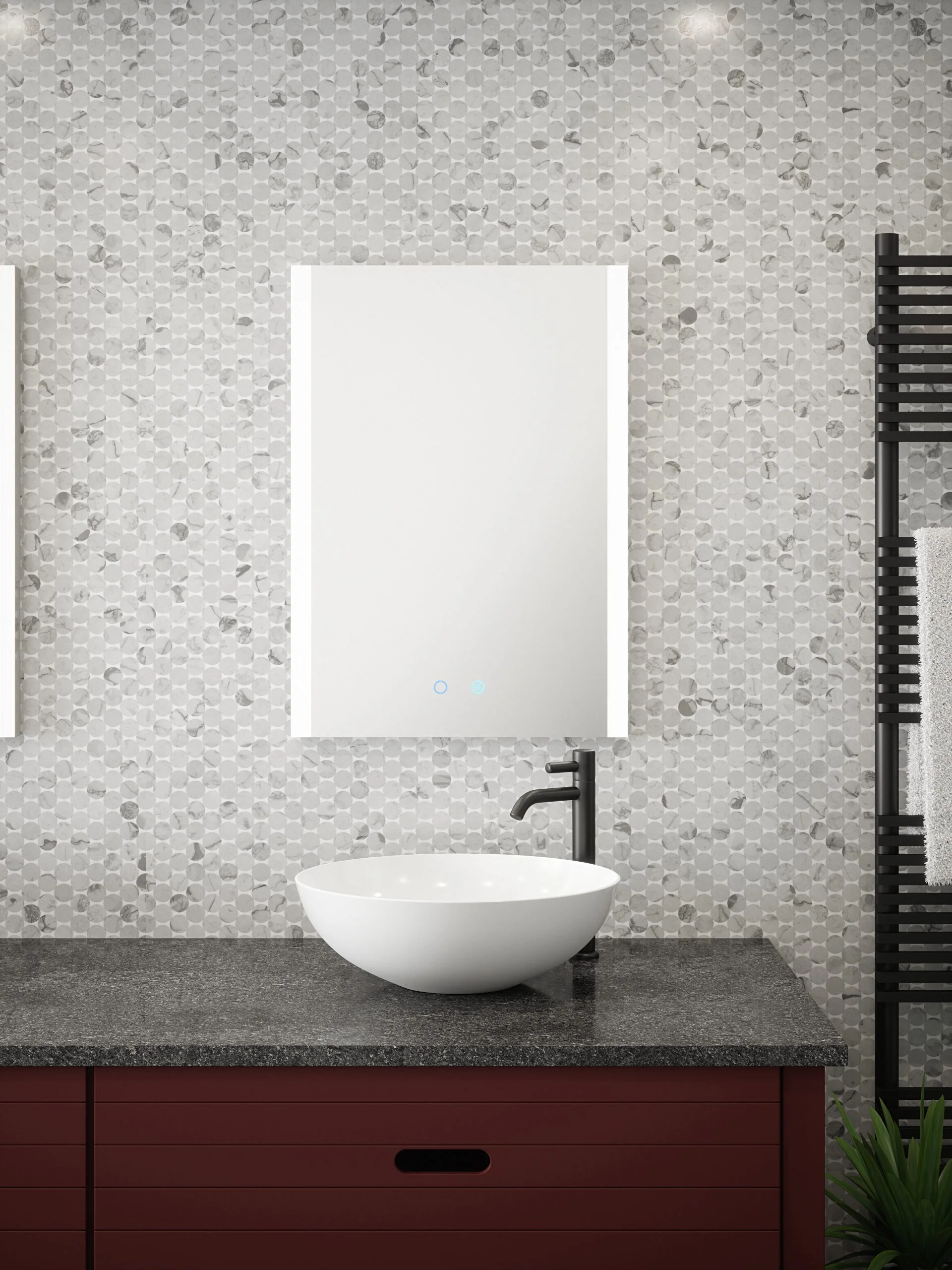 Aura - 500x700mm Tunable 3CCT Illuminated LED Mirror with Touch control & Demister - Image 2