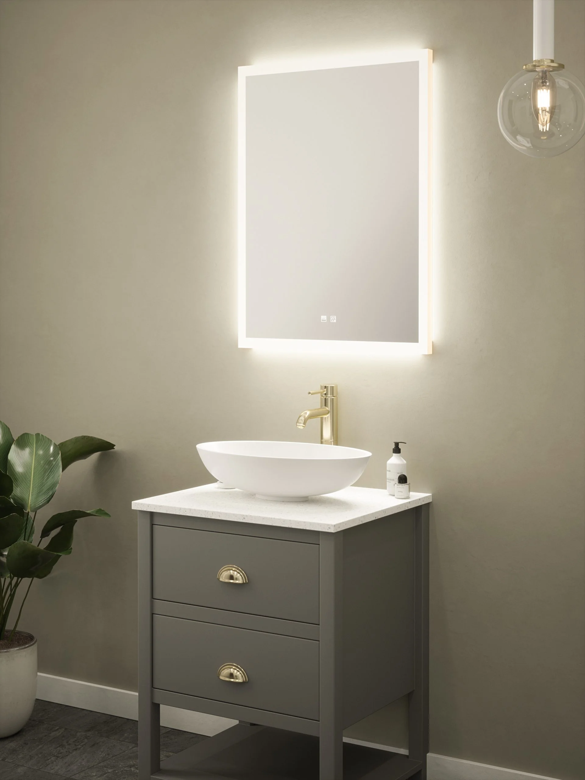 Roma - 600x800mm Tunable 3CCT Illuminated LED Mirror with Touch control & Demister - Image 3