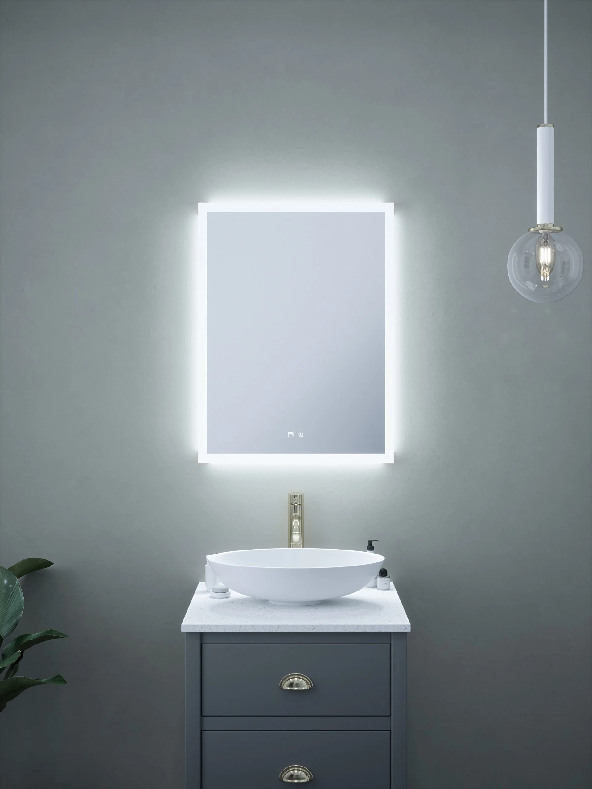 Roma - 600x800mm Tunable 3CCT Illuminated LED Mirror with Touch control & Demister - Image 2