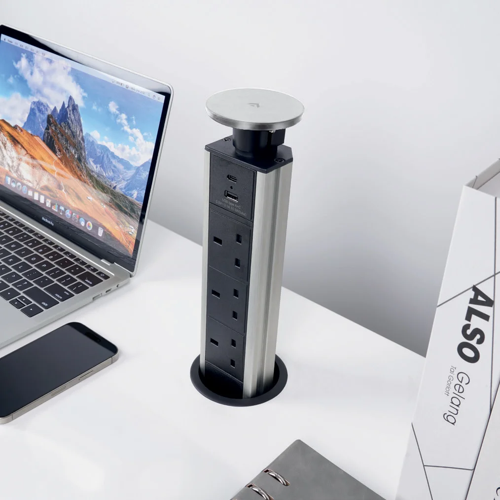Pop-up Socket Tower with 3 x 3 Gang and 2 x USB Sockets