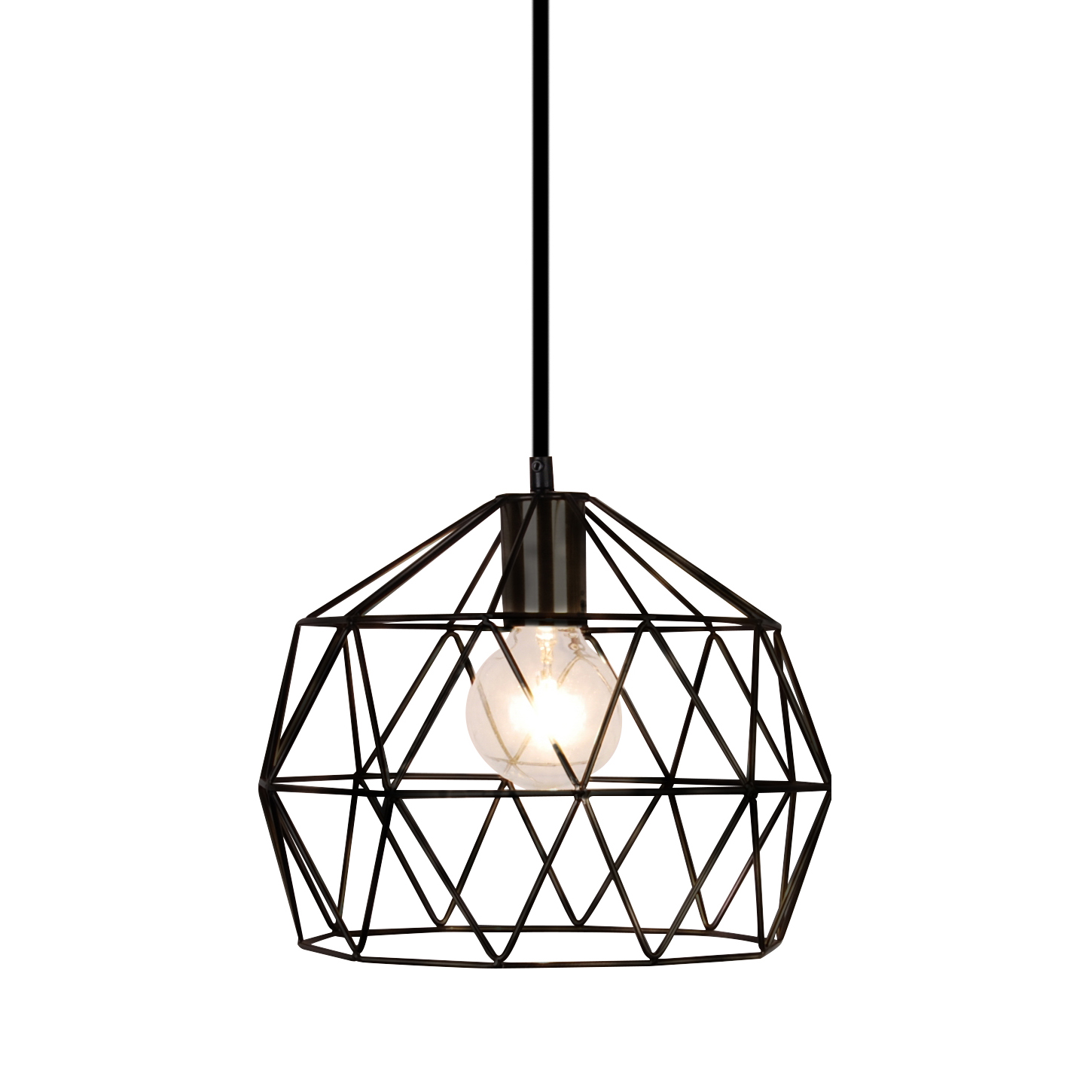 Terni - 240V Round Black Wire Shade IP44 Pendant Light Fitting