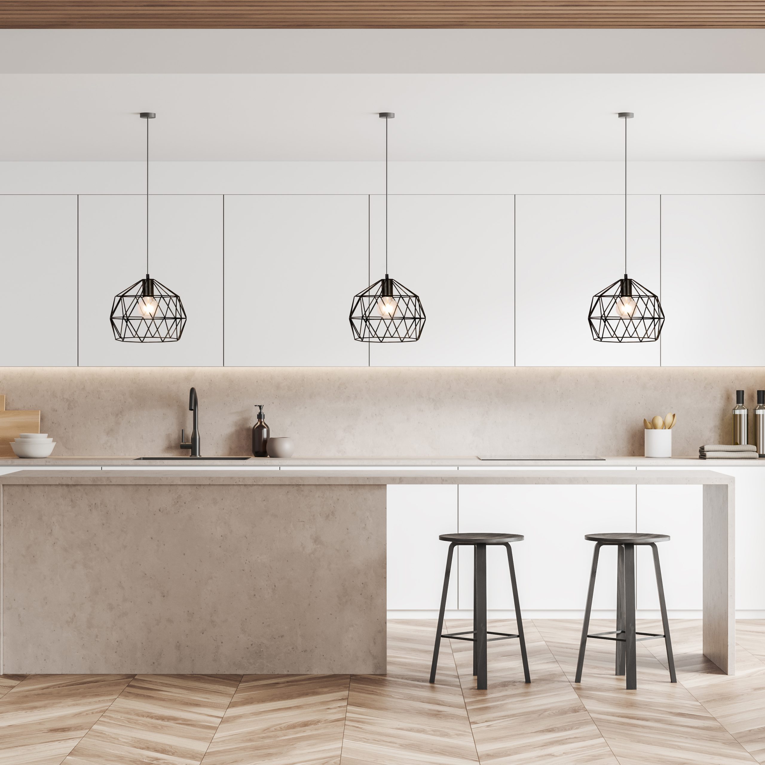 Terni - 240V Round Black Wire Shade IP44 Pendant Light Fitting - Image 2