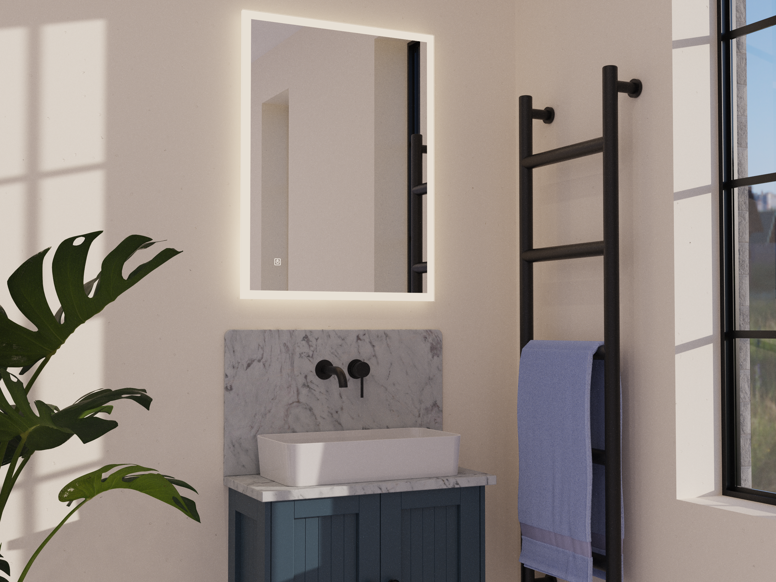 Vienna - Rectangular LED Illuminated Mirror with Touch control & Demister