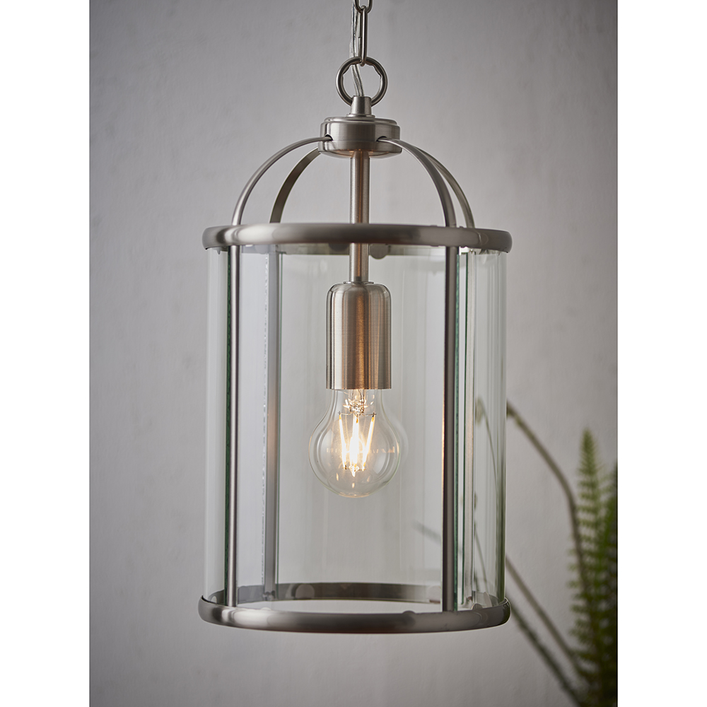 Exquira - 240V Saturn Nickel Lantern Pendant Light Fitting with Metal Chain - Image 2