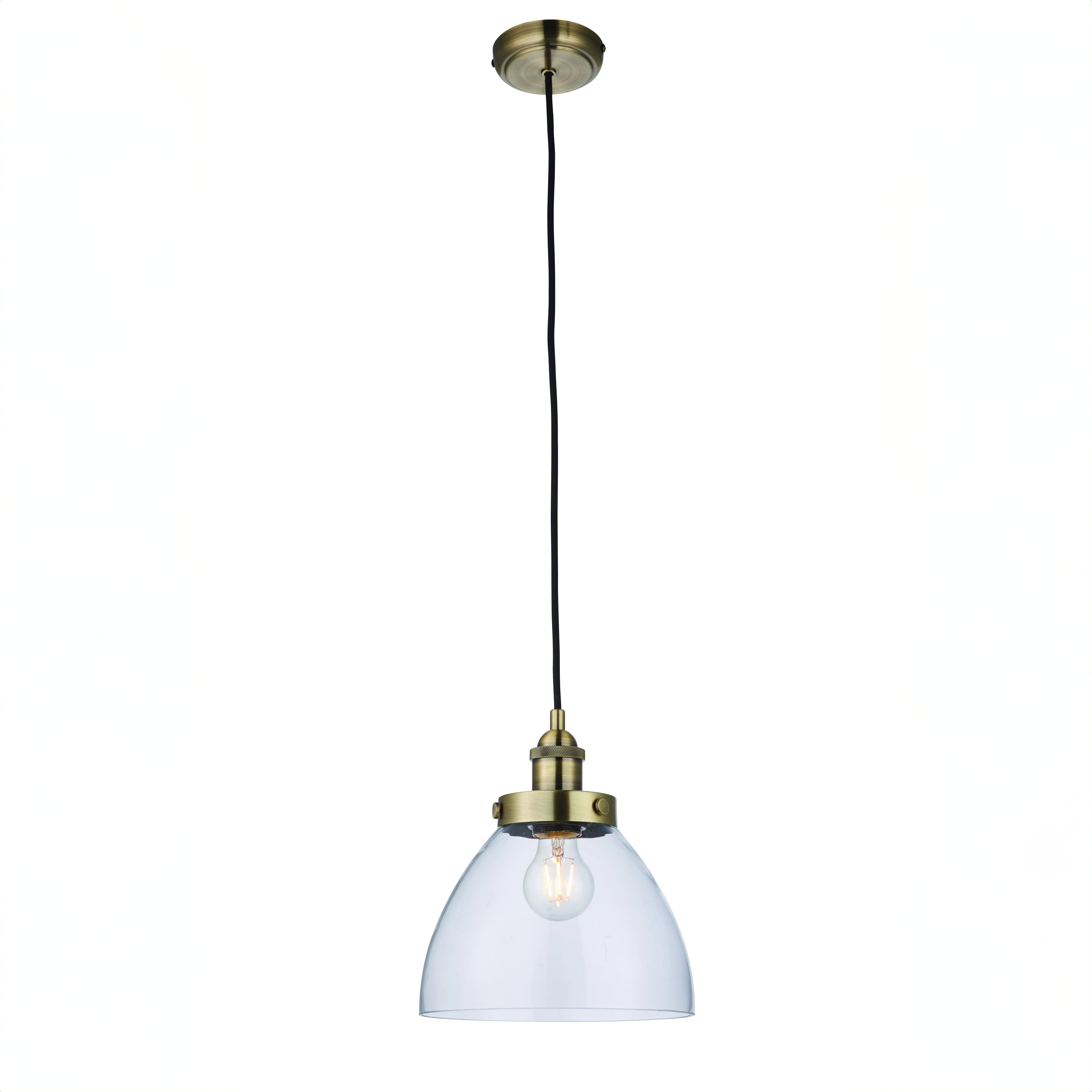 Lustra - 240V Domed Antique Brass Pendant Light Fitting