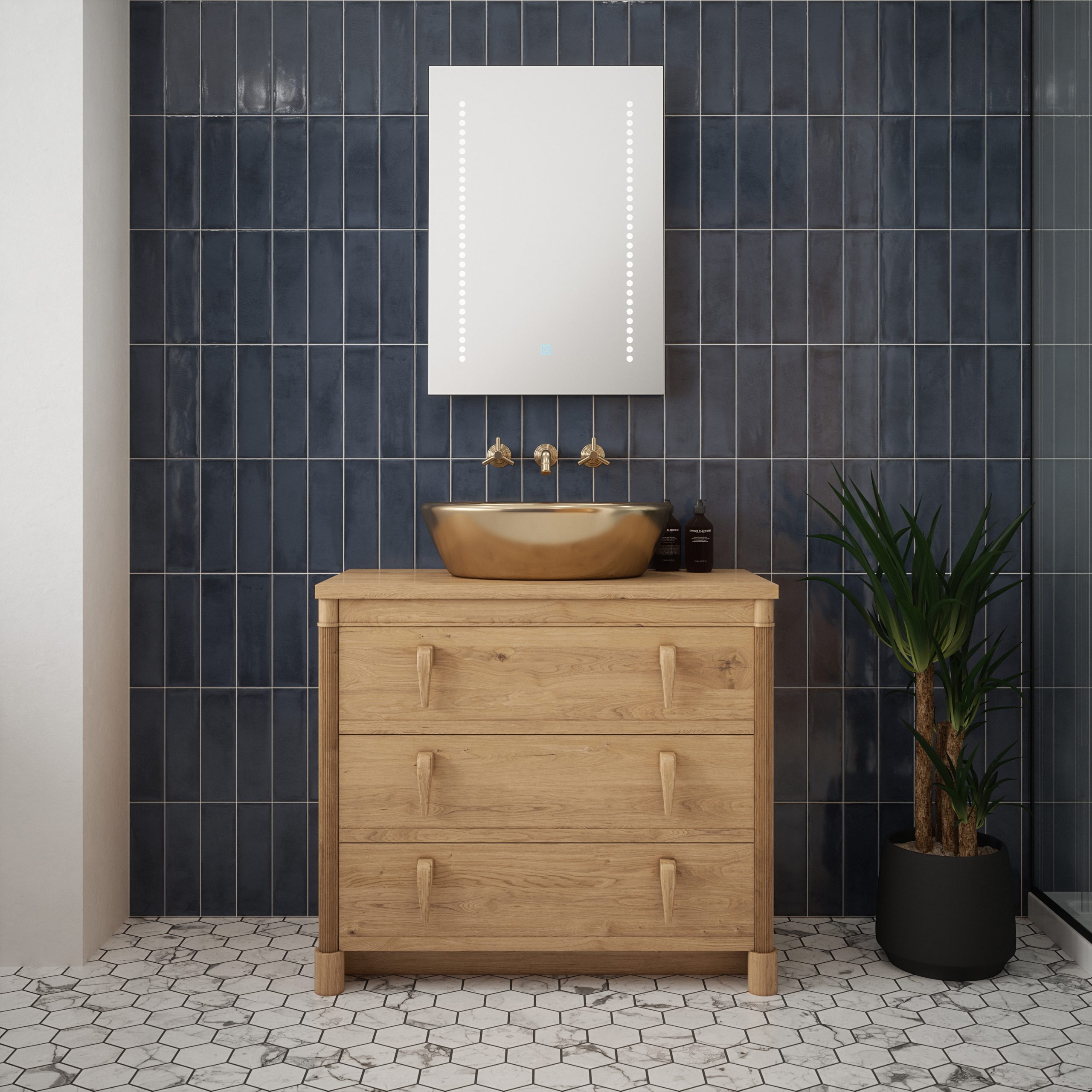 RHEA - 500x700mm Tunable 3CCT LED Illuminated Mirror with Touch control, Demister & Shaver Socket - Image 2