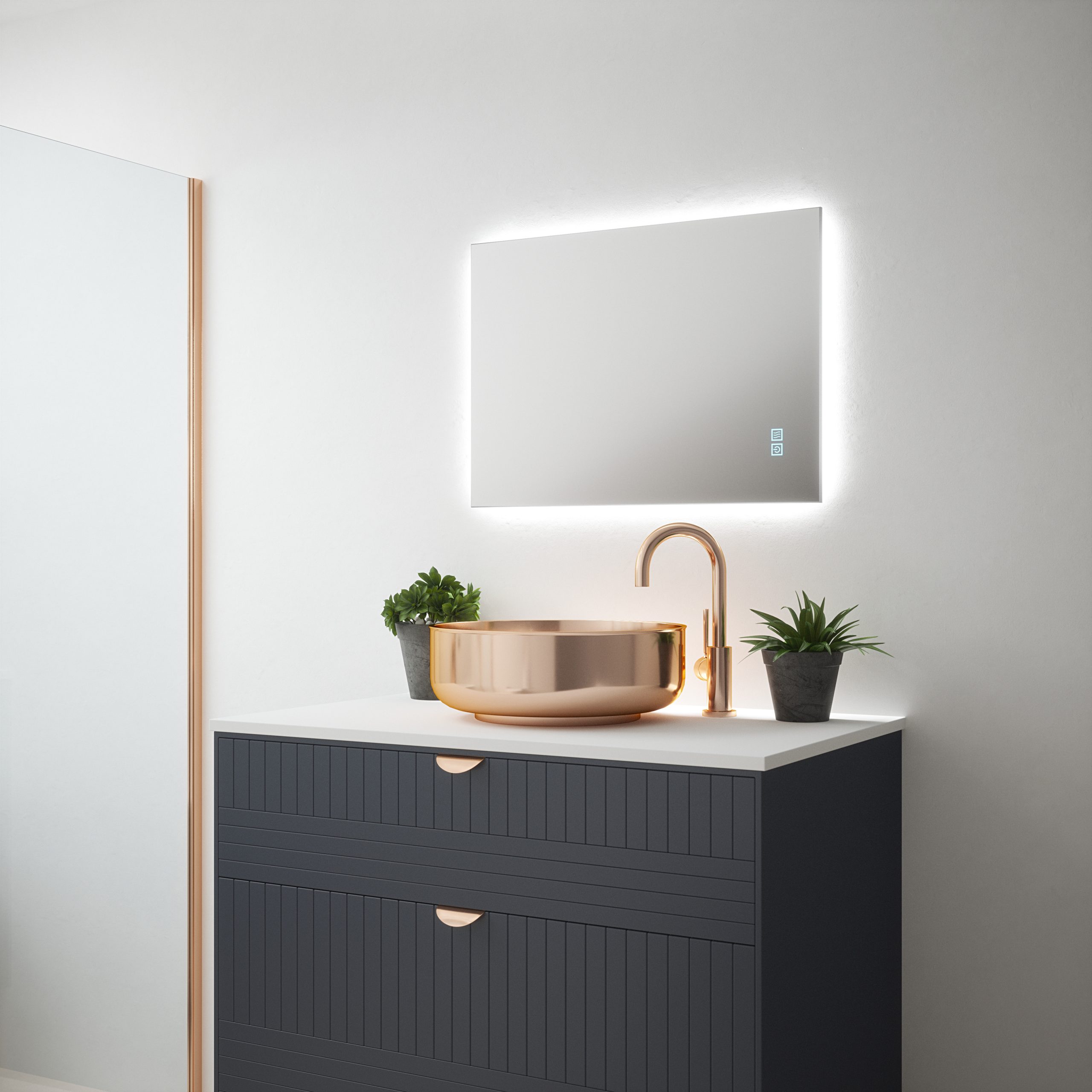 Elara - 500x700mm Tunable 3CCT LED Back Lit Mirror with Touch control & Demister - Image 2