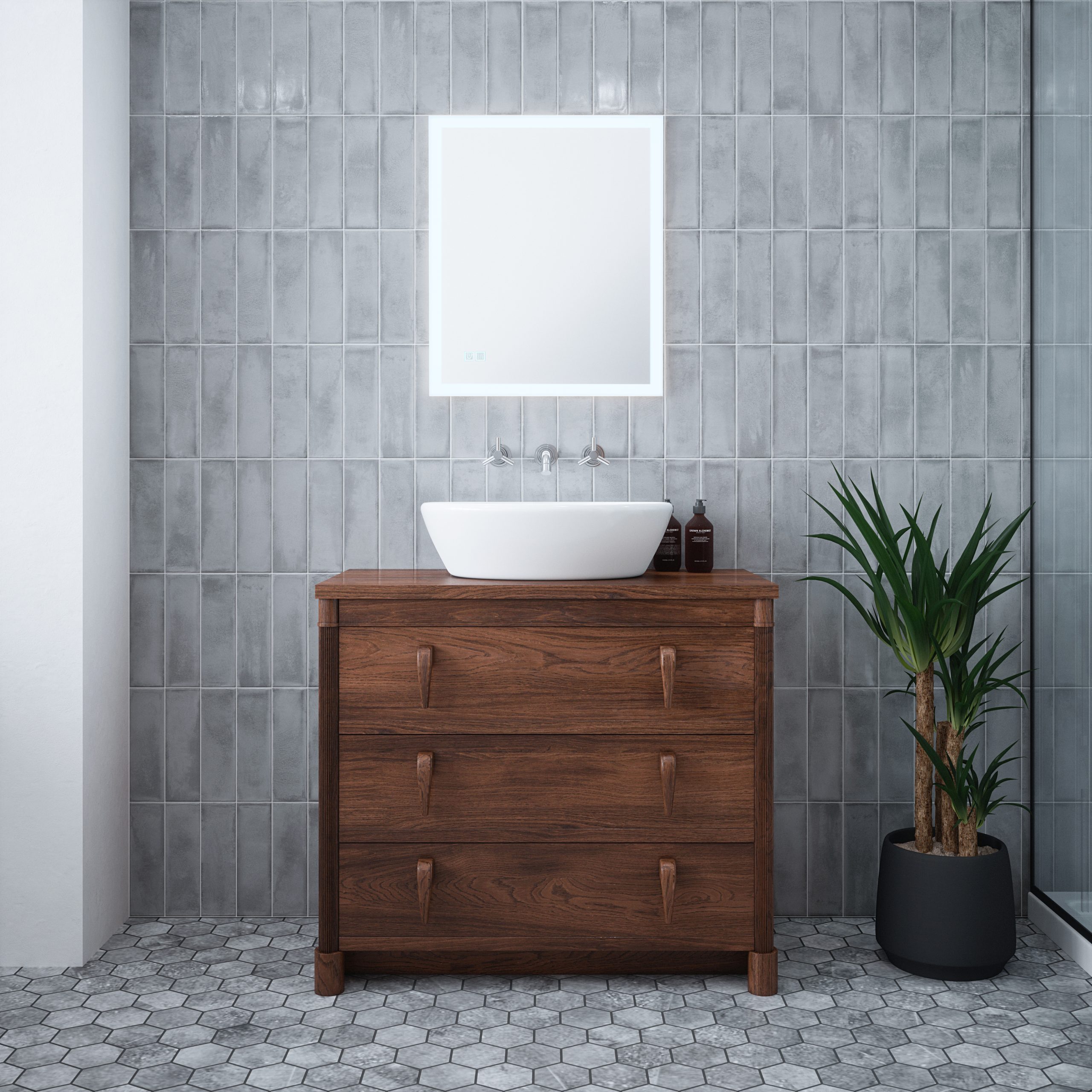 Orion 1 - 500x600mm Tunable 3CCT Illuminated Border LED Mirror with Touch control & Demister - Image 3