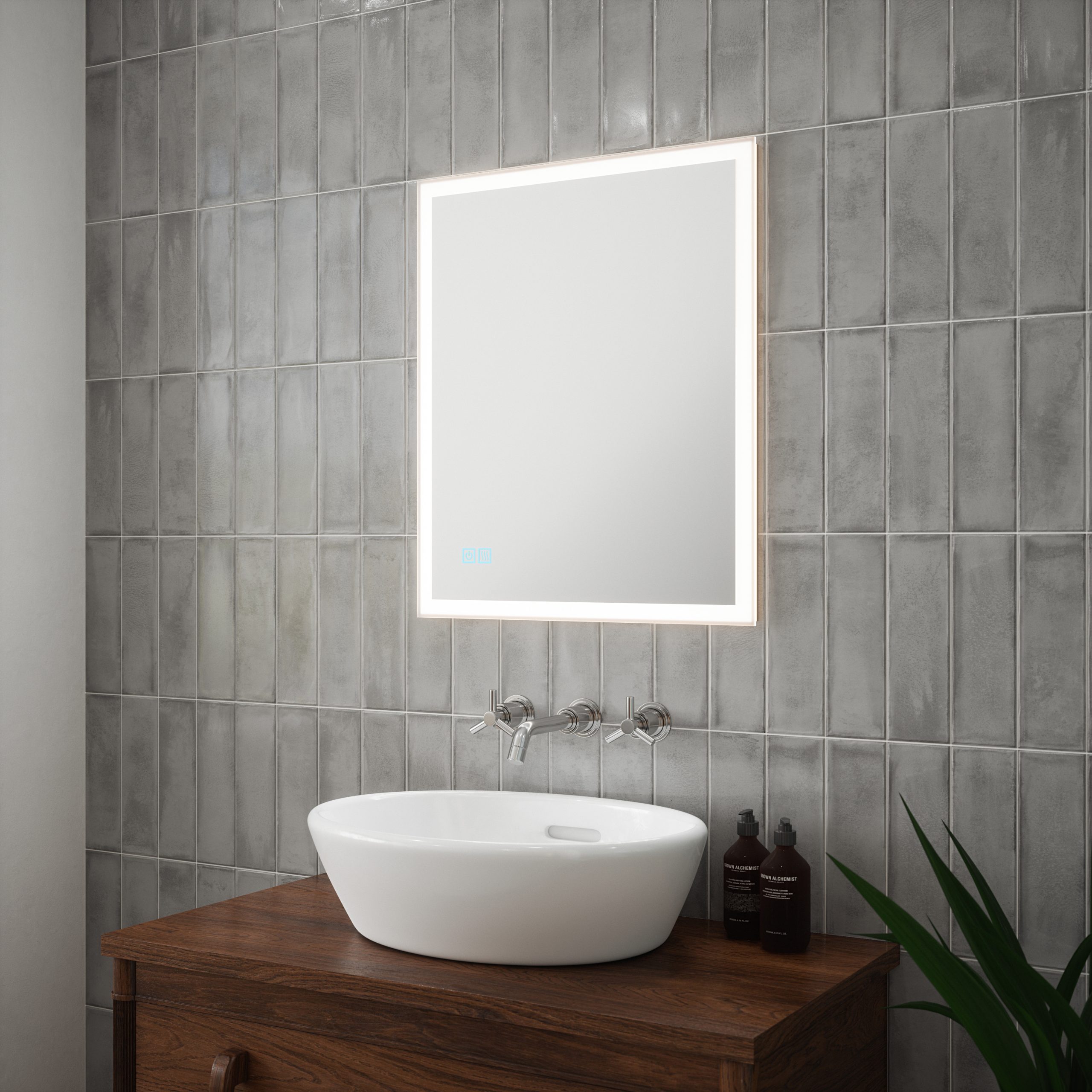 Orion 1 - 500x600mm Tunable 3CCT Illuminated Border LED Mirror with Touch control & Demister - Image 2