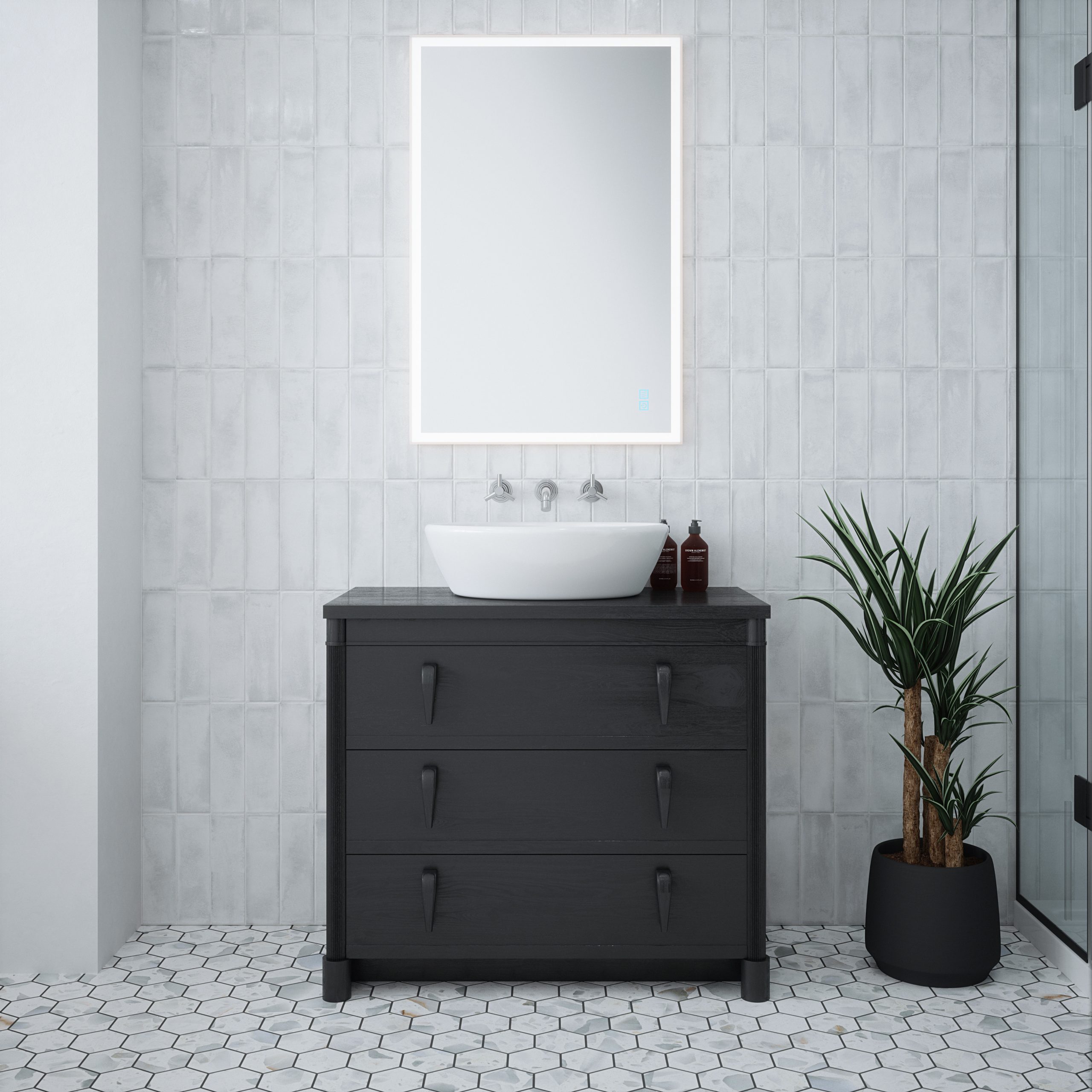 Orion 2 - 600x900mm Tunable 3CCT Illuminated Border LED Mirror with Touch control & Demister - Image 2