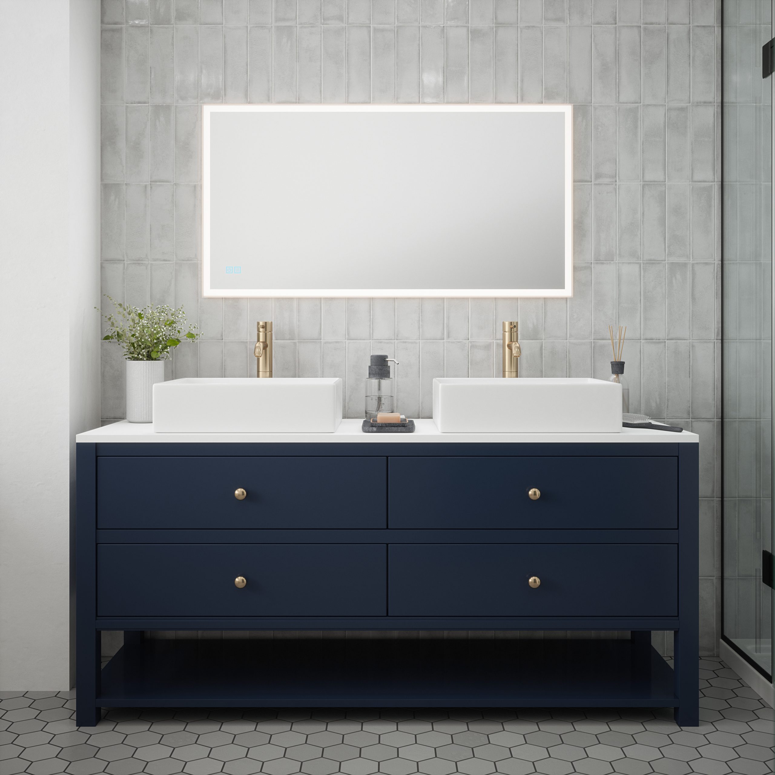 Orion 3 - 600x1150mm Tunable 3CCT Illuminated Border LED Mirror with Touch control & Demister