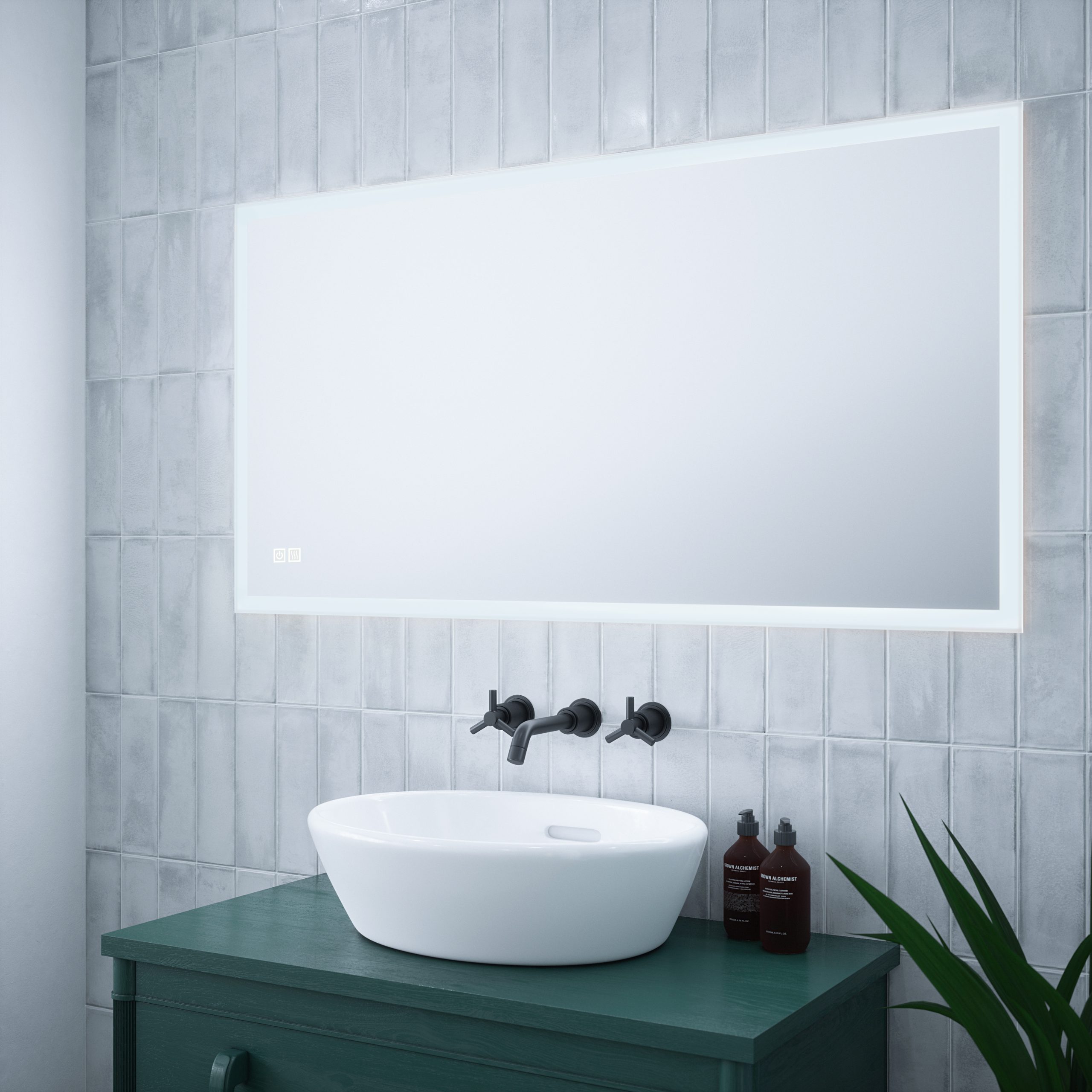 Orion 3 - 600x1150mm Tunable 3CCT Illuminated Border LED Mirror with Touch control & Demister - Image 2