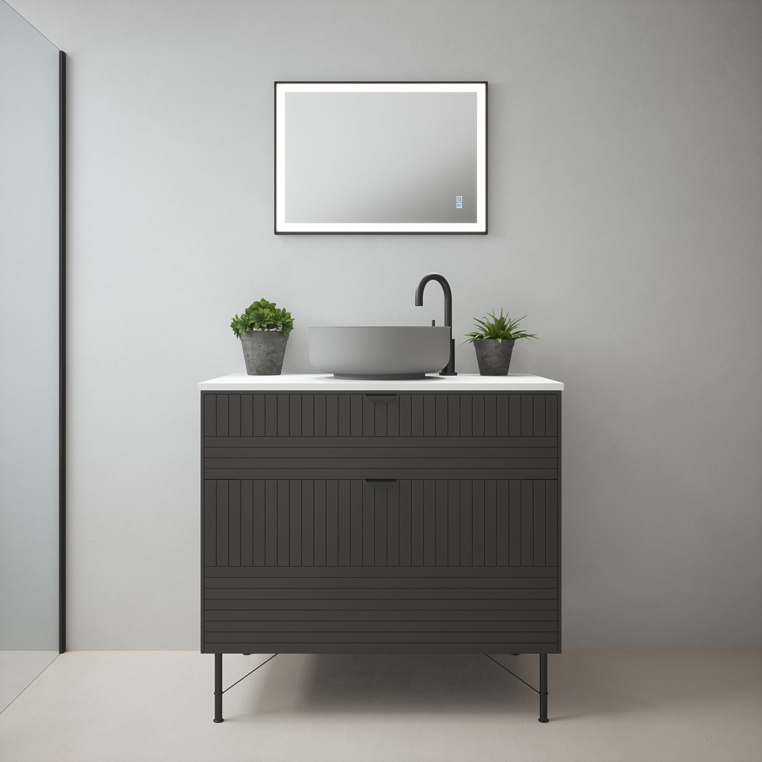 Lyra - 500x700mm Tunable 3CCT Illuminated LED Black Frame Mirror with Touch control & Demister - Image 4