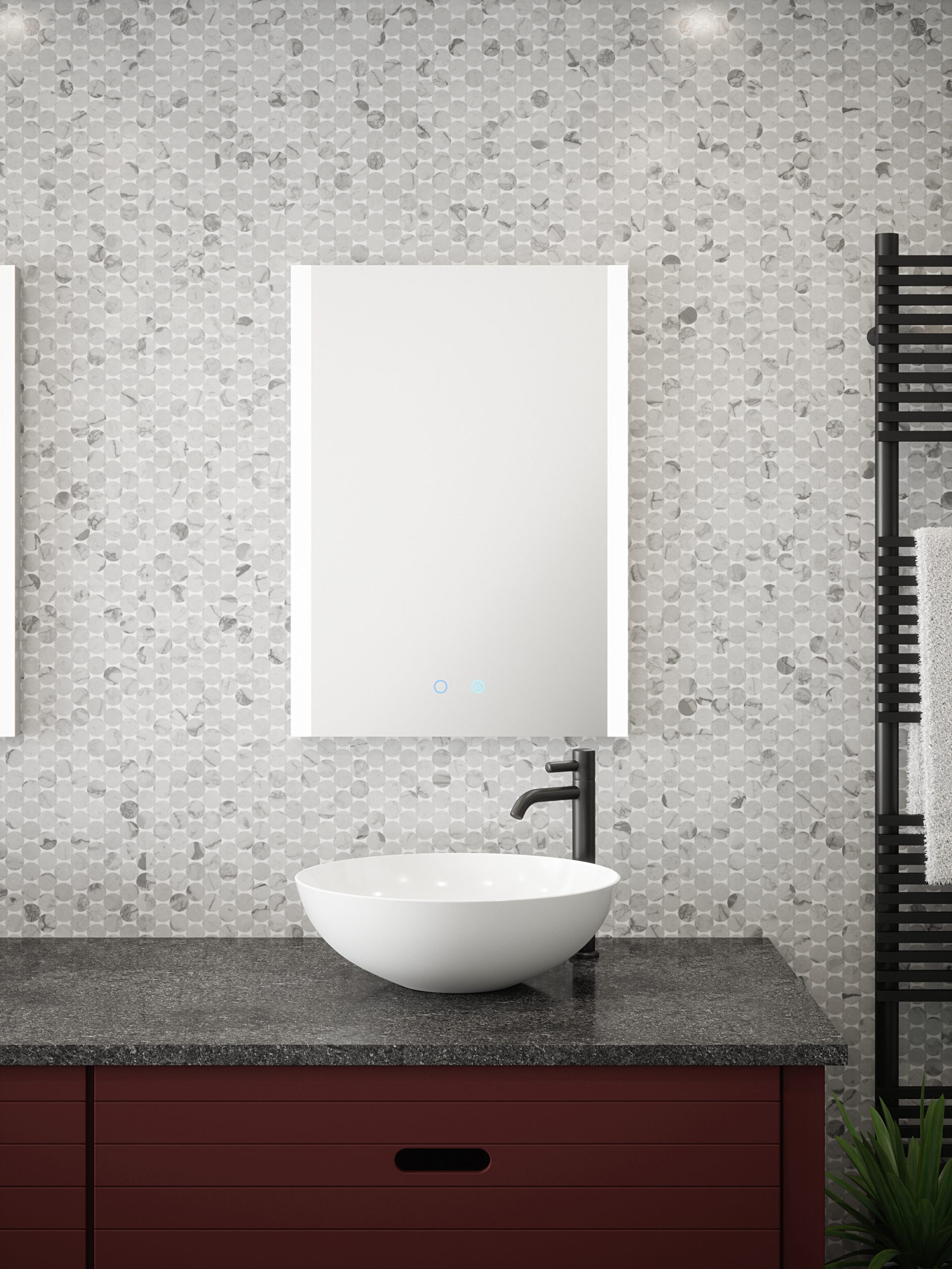 Aura - 500x700mm Tunable 3CCT Illuminated LED Mirror with Touch control & Demister - Image 2