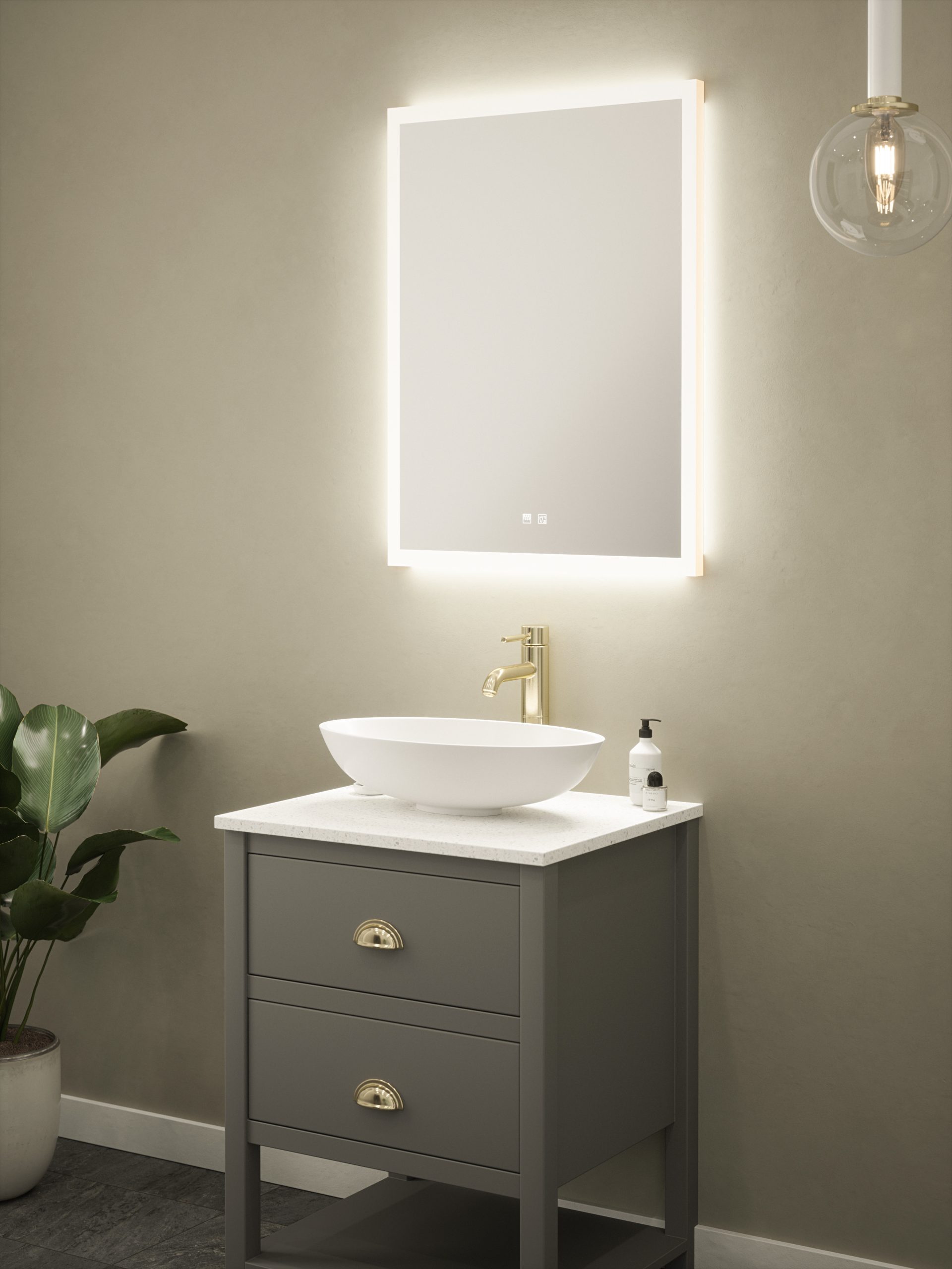 Roma - 600x800mm Tunable 3CCT Illuminated LED Mirror with Touch control & Demister - Image 3