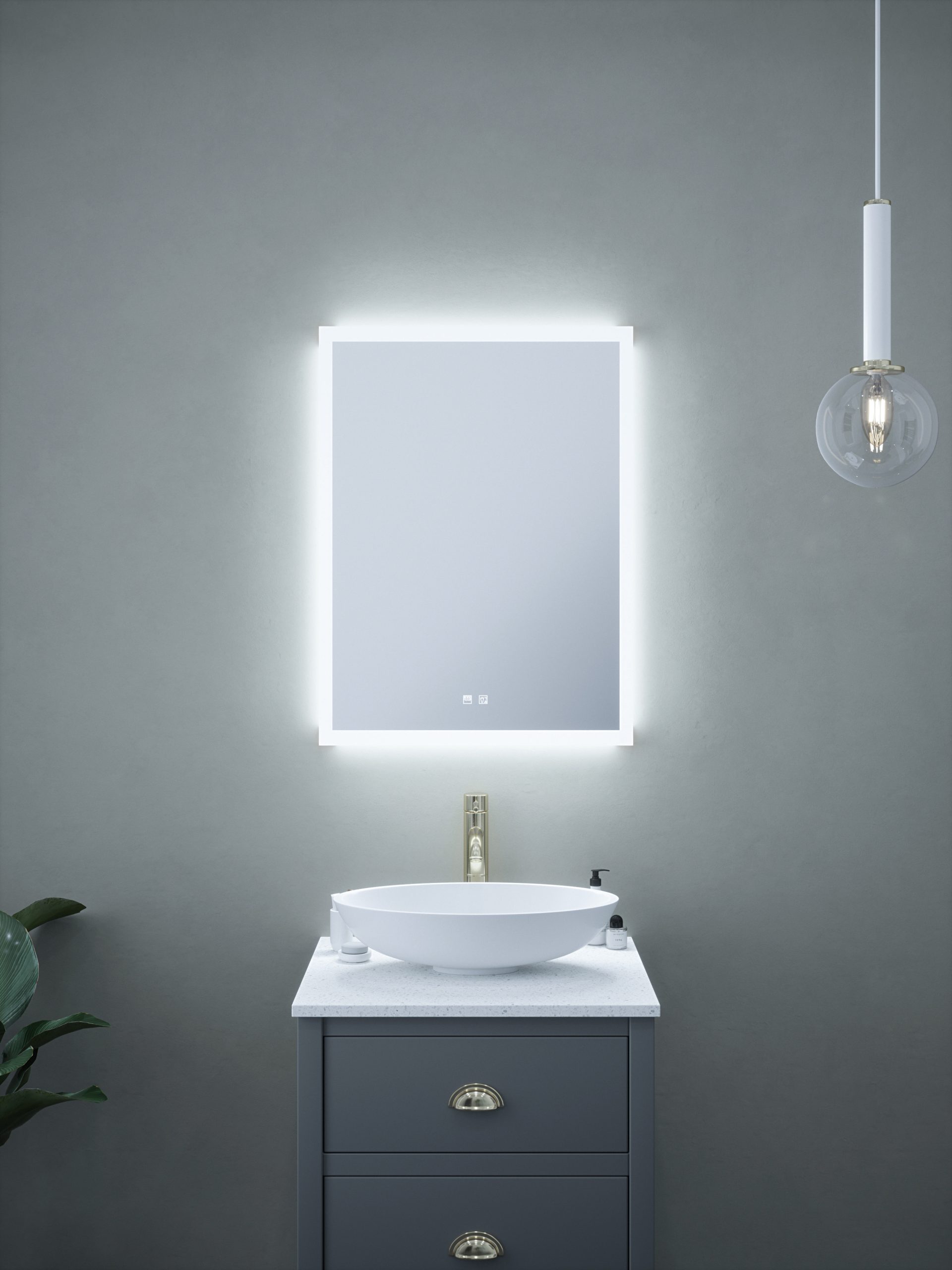 Roma - 600x800mm Tunable 3CCT Illuminated LED Mirror with Touch control & Demister - Image 2