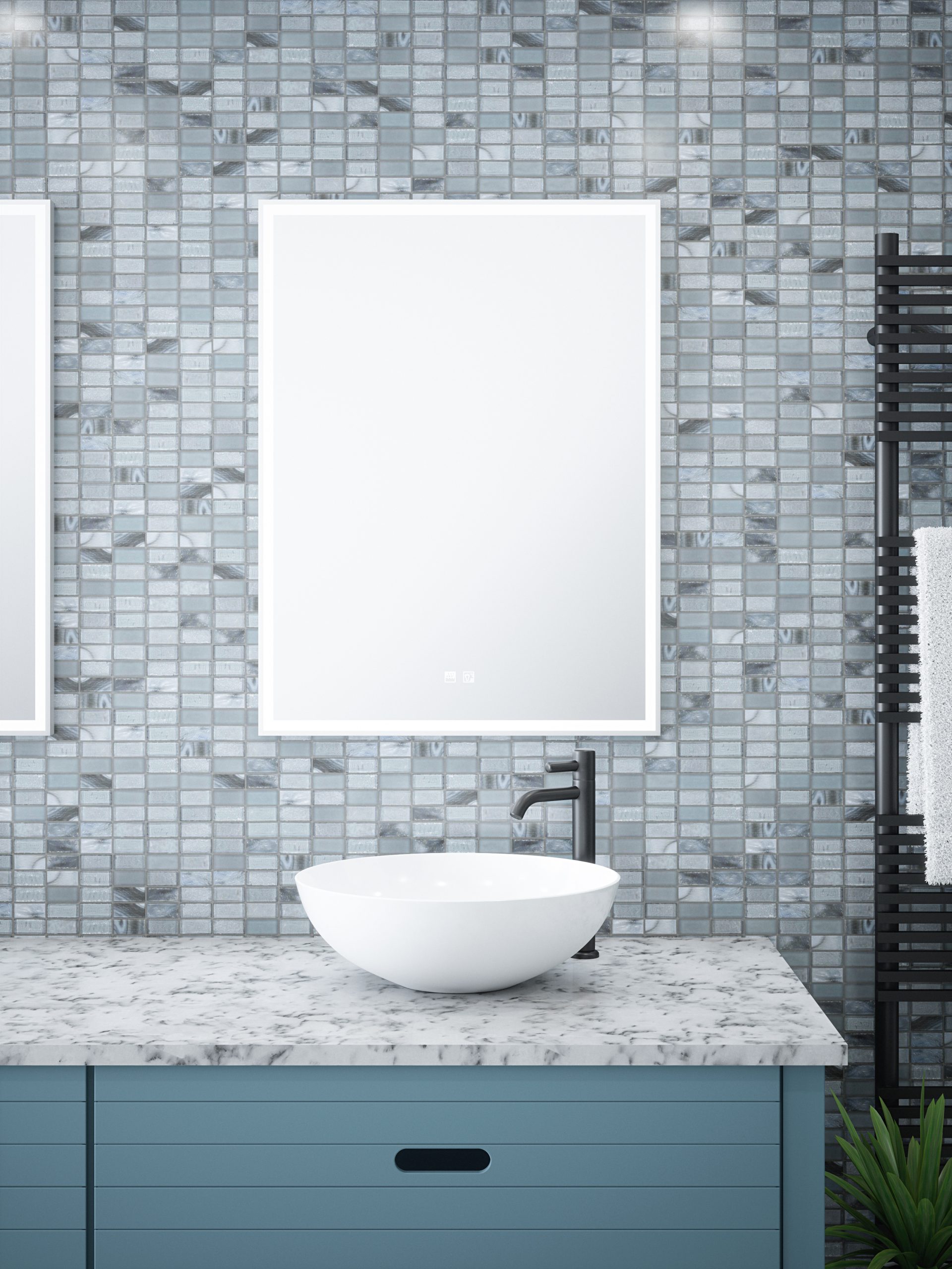 Icona - 600x800mm Tunable 3CCT Illuminated LED Mirror with Touch control & Demister - Image 2