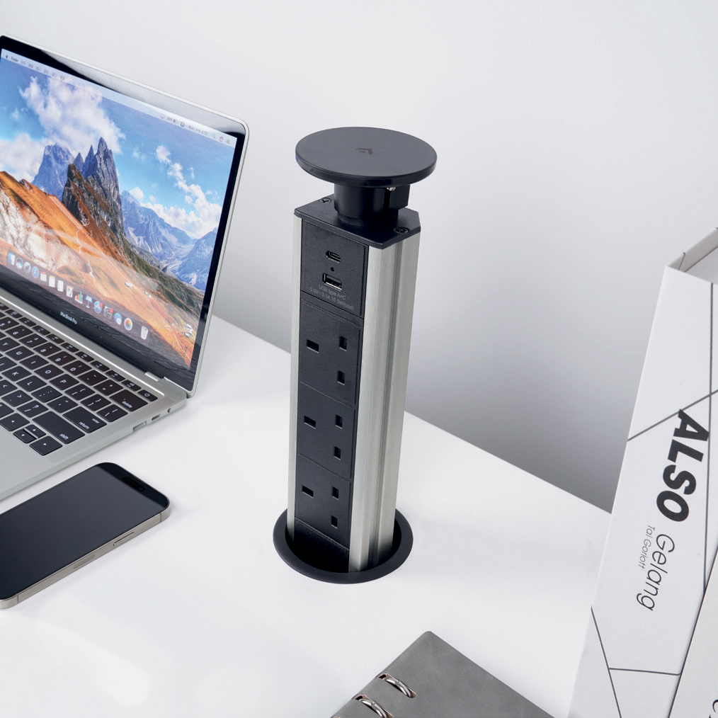 Pop-up Socket Tower with 3 x 3 Gang and 2 x USB Sockets - Image 2